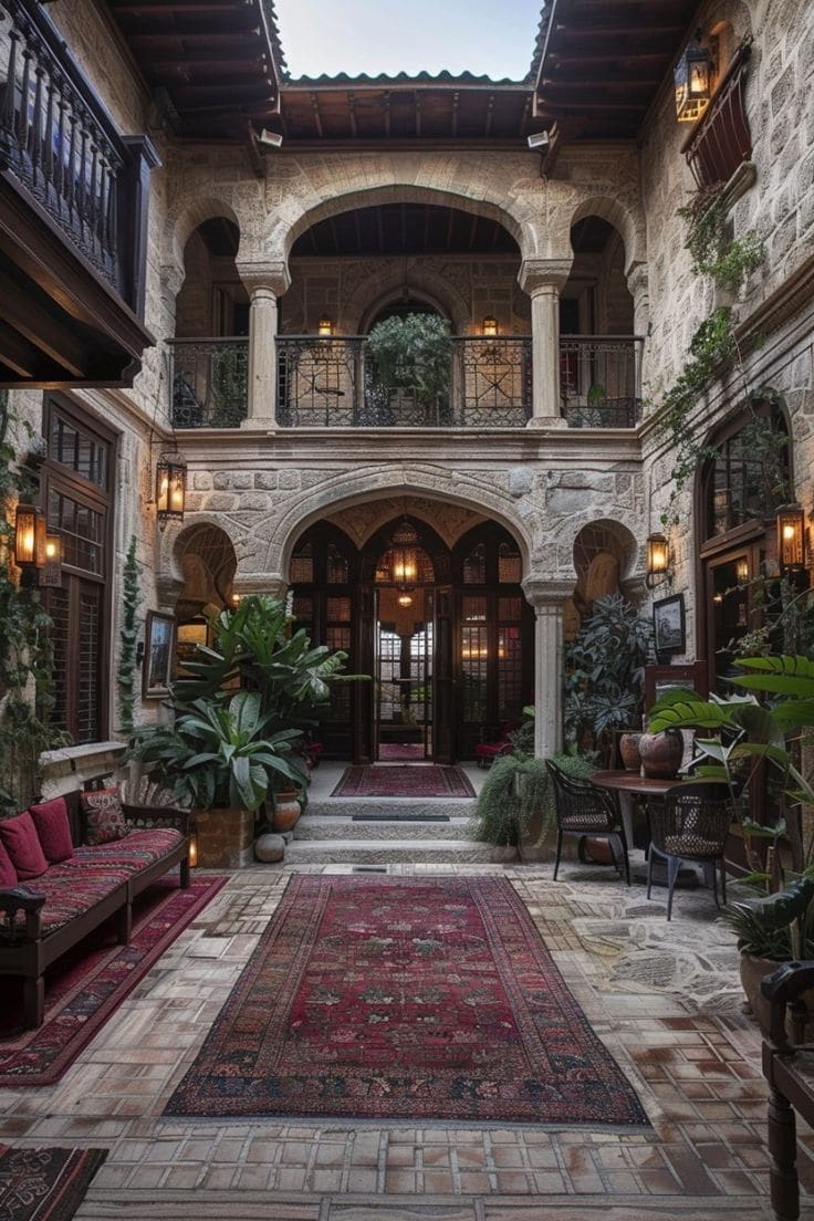 The central stone courtyard of the haveli